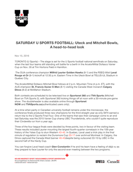 SATURDAY U SPORTS FOOTBALL: Uteck and Mitchell Bowls, a Head-To-Head Look