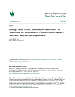 Building a Viable Muslim Community in Central Illinois: the Development and Implementation of Acculturation Strategies at the Islamic Center of Bloomington-Normal