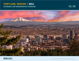 Portland, Oregon | Msa Economic and Demographic Overview 1Q | 20