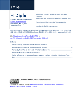 H-Diplo Roundtable, Vol