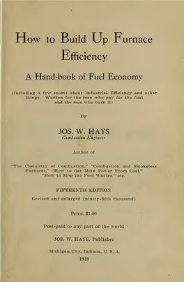 How to Build up Furnace Efficiency; a Hand-Book Of