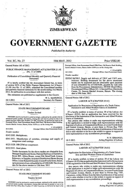 Zw-Government-Gazette-Dated-2012-05-18-No-27.Pdf