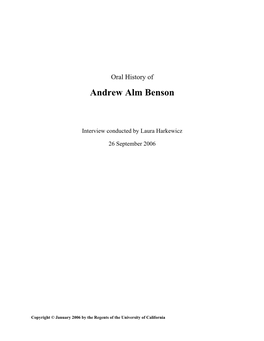 Andrew Benson Oral History 2006