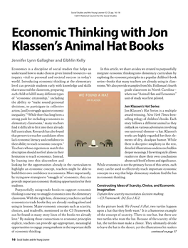 Economic Thinking with Jon Klassen's Animal Hat Books