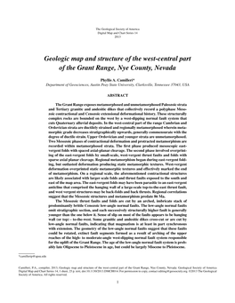 Geologic Map and Structure of the West-Central Part of the Grant Range, Nye County, Nevada