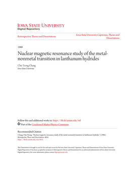 Nuclear Magnetic Resonance Study of the Metal-Nonmetal Transition in Lanthanum Hydrides 