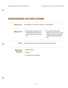 Understanding Our Food Systems Ecological Justice: a Call to Action