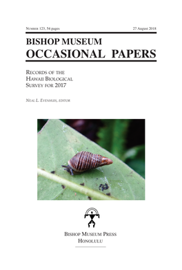 OCCASIONAL PAPERS Records of the Hawaii Biological Survey for 2017