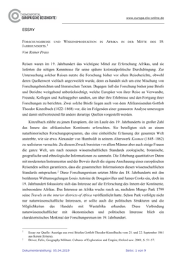 ESSAY Von Reiner Prass Reisen Waren Im 19. Jahrhundert Das