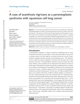 A Case of Acanthosis Nigricans As a Paraneoplastic Syndrome with Squamous Cell Lung Cancer