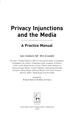 Privacy Injunctions and the Media
