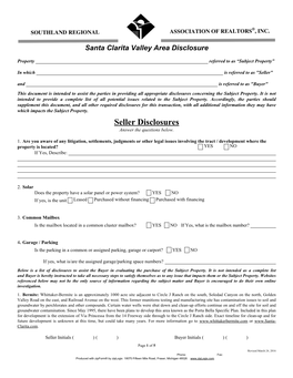 Seller Disclosures Answer the Questions Below