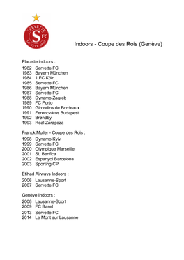 Indoors - Coupe Des Rois (Genève)
