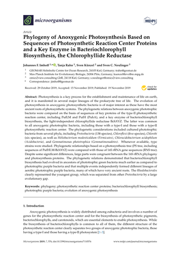 Phylogeny of Anoxygenic Photosynthesis Based On