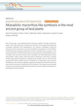 Mutualistic Mycorrhiza-Like Symbiosis in the Most Ancient Group of Land Plants