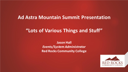 Ad Astra Mountain Summit Presentation