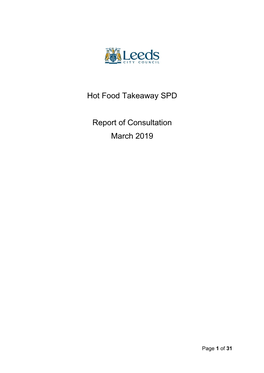 Hot Food Takeaway SPD Report of Consultation March 2019