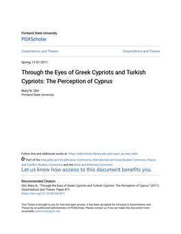 Through the Eyes of Greek Cypriots and Turkish Cypriots: the Perception of Cyprus