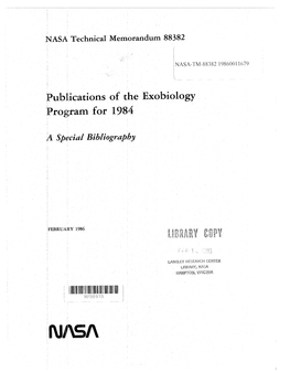 'INJ\S/\ NASA Technical Memorandum 88382