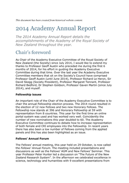 2014 Academy Annual Report