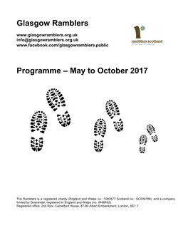 Glasgow Ramblers Programme – May to October 2017