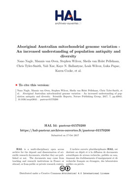 Aboriginal Australian Mitochondrial Genome Variation