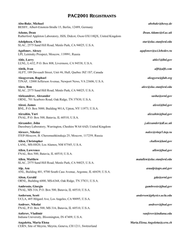 Pac2001 Registrants