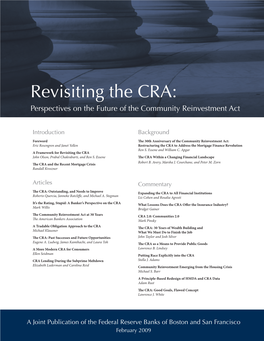 Revisiting the CRA: Perspectives on the Future of the Community Reinvestment Act