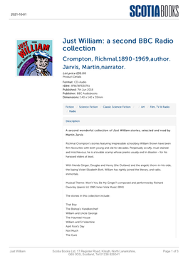 Just William: a Second BBC Radio Collection Crompton, Richmal,1890-1969,Author