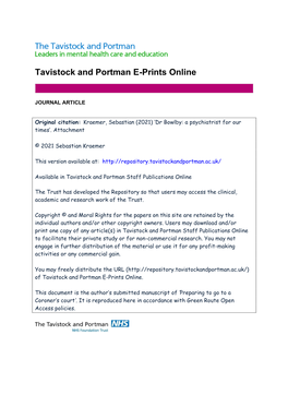 Tavistock and Portman E-Prints Online