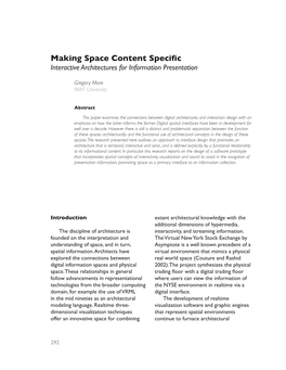 Making Space Content Specific Interactive Architectures for Information Presentation