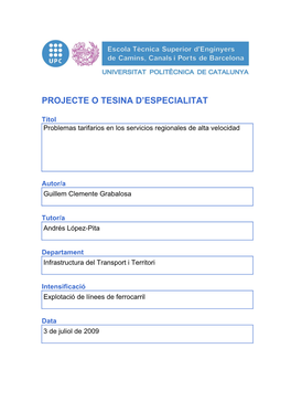 Projecte O Tesina D'especialitat