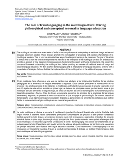 The Role of Translanguaging in the Multilingual Turn: Driving Philosophical and Conceptual Renewal in Language Education