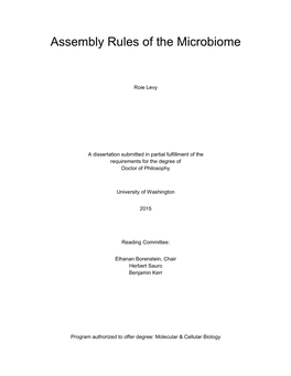 Assembly Rules of the Microbiome