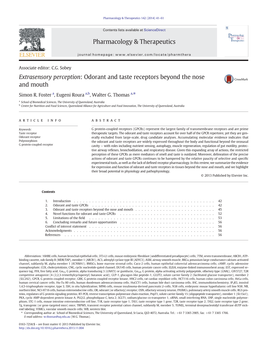 Odorant and Taste Receptors Beyond the Nose and Mouth