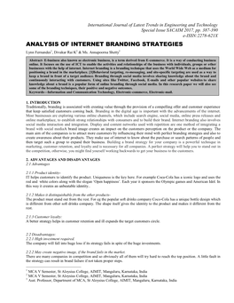 Analysis of Internet Branding Strategies