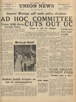 AD HOC COMMITTEE Union £800 Down, Reveals Exec