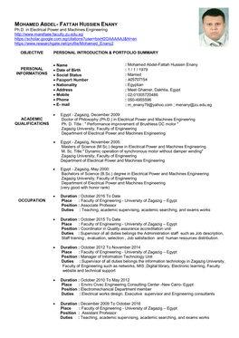 MOHAMED ABDEL- FATTAH HUSSIEN ENANY Ph.D