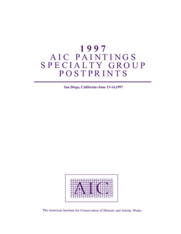 Aic Paintings Specialty Group Postprints