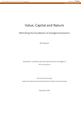 Value, Capital and Nature