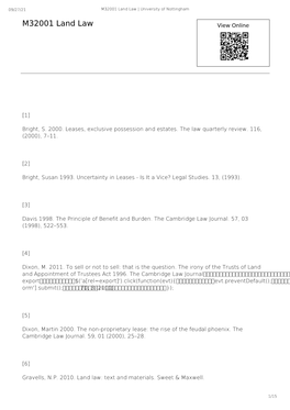 M32001 Land Law | University of Nottingham