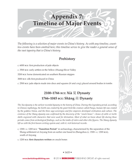 Appendix 7: Timeline of Major Events