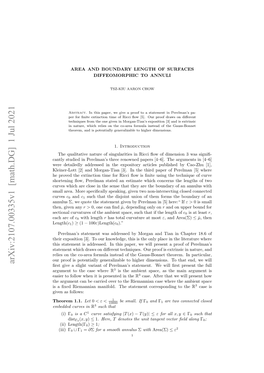 Area and Boundary Length of Surfaces Diffeomorphic to Annuli