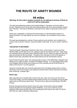 The Route of Ainsty Bounds