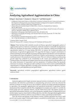 Analyzing Agricultural Agglomeration in China