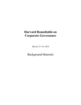 Harvard Roundtable on Corporate Governance