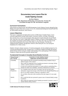 Documentary Lens Lesson Plan for Inside Fighting Canada Page 1