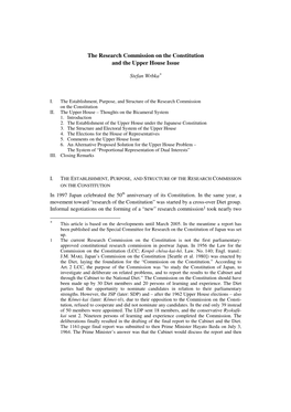 The Research Commission on the Constitution and the Upper House Issue