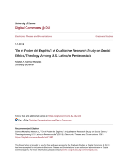 A Qualitative Research Study on Social Ethics/Theology Among U.S