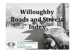 Willoughby Roads and Streets Index.Docx